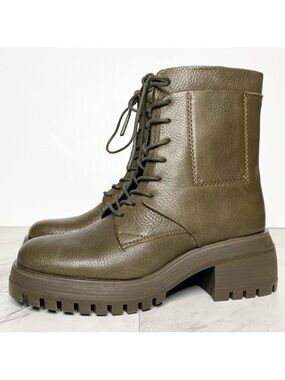 New! Franco Sarto Jetson Leather Lace Up Lug Sole Boot 6M